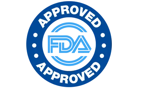 FDA Approved logo signifying that the product complies with the U.S. Food and Drug Administration's safety and regulatory standards.